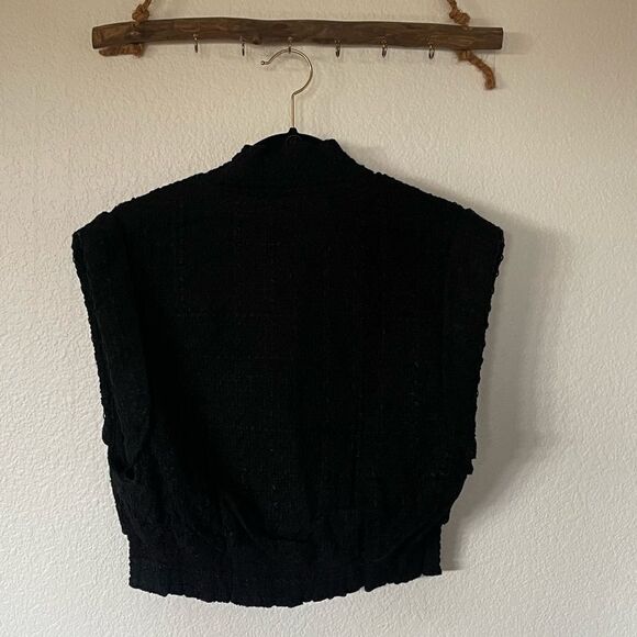 Black tweed cropped vest top - Picture 2 of 4